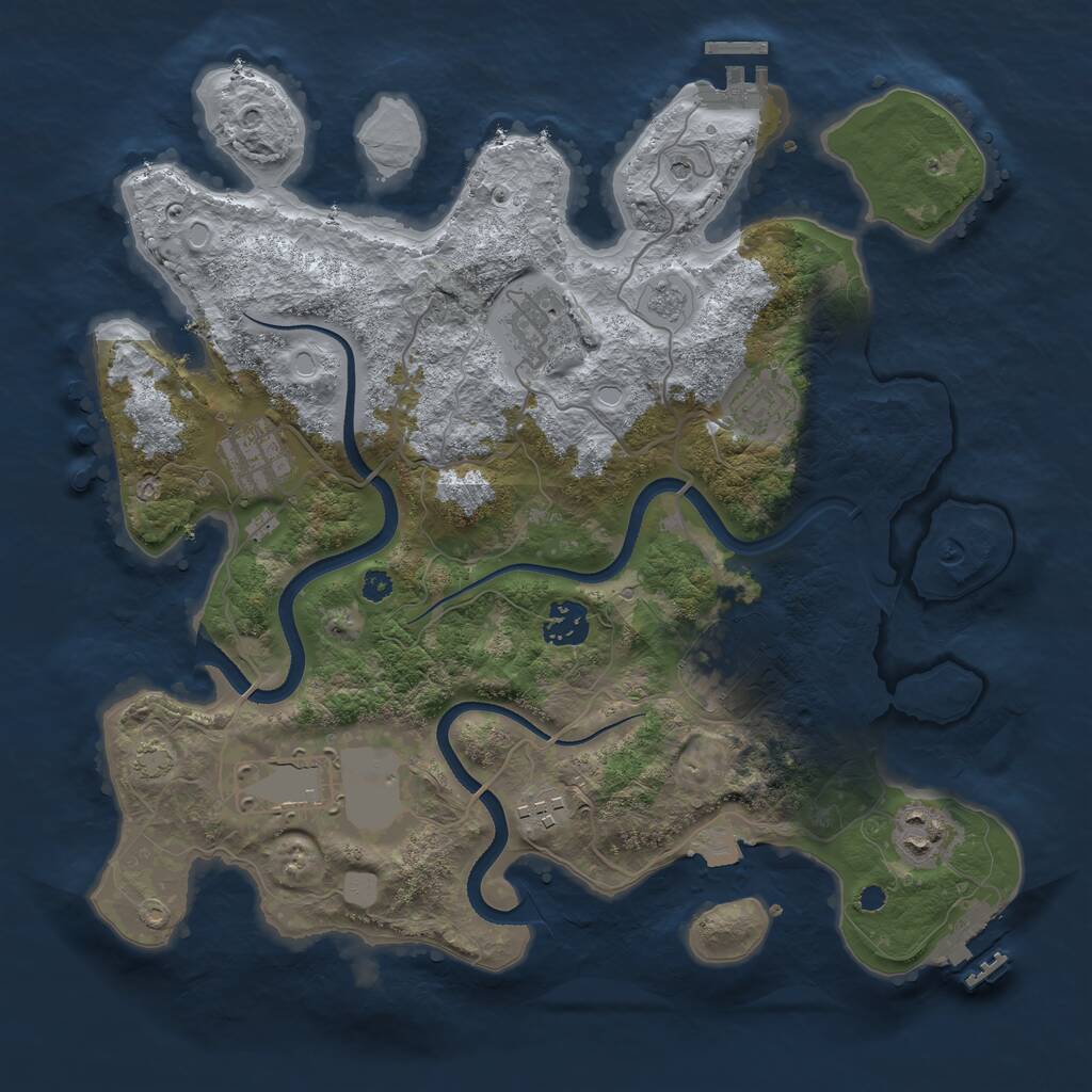 Rust Map: Procedural Map, Size: 3500, Seed: 1862039060, 14 Monuments