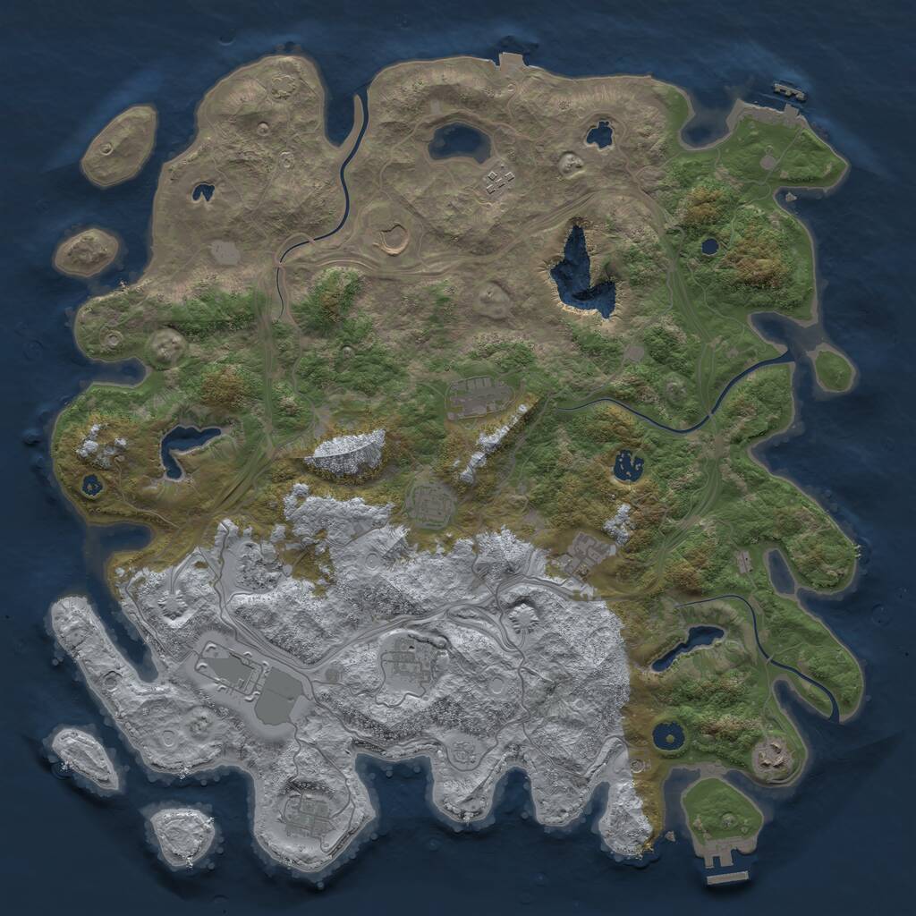 Rust Map: Procedural Map, Size: 4500, Seed: 386400353, 17 Monuments