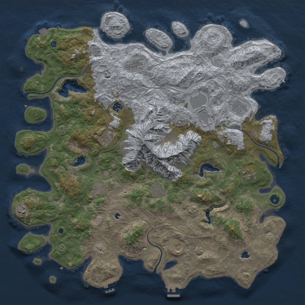 Rust Map: Procedural Map, Size: 5000, Seed: 1624725015, 17 Monuments