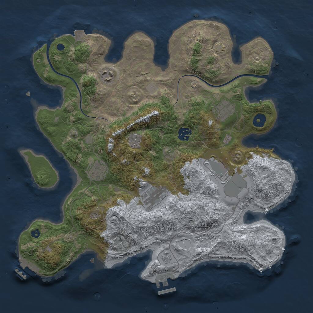 Rust Map: Procedural Map, Size: 3500, Seed: 1592083358, 13 Monuments