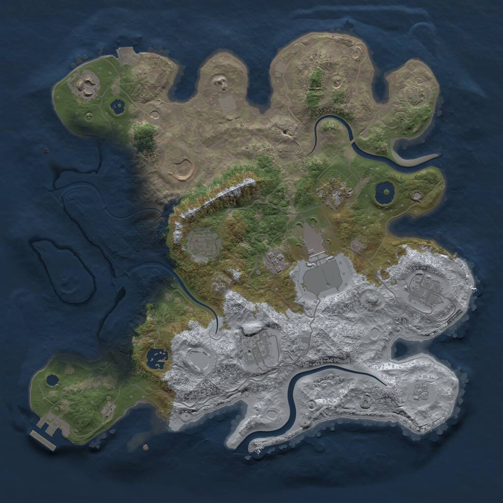 Rust Map: Procedural Map, Size: 3500, Seed: 1592083358, 14 Monuments