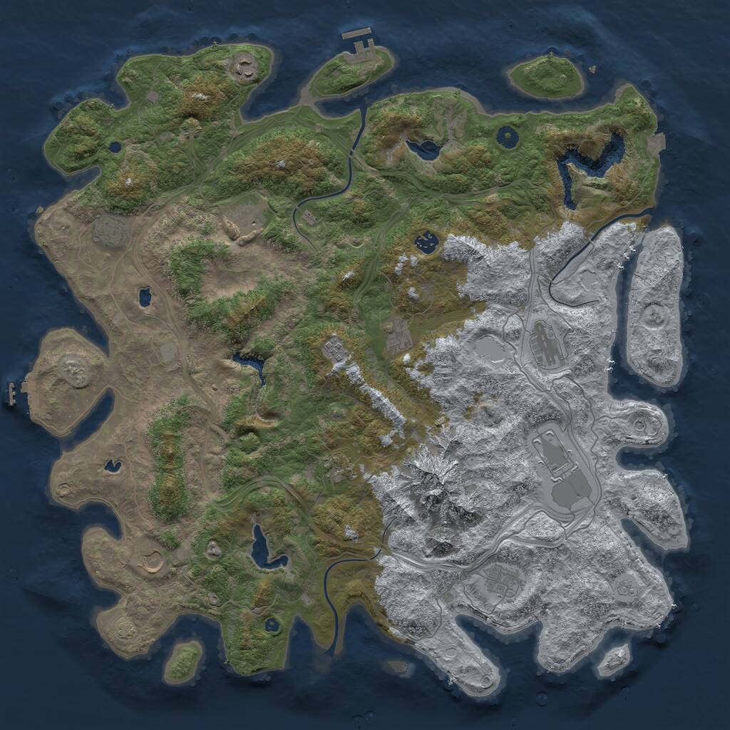 Rust Map: Procedural Map, Size: 5000, Seed: 342028272, 17 Monuments