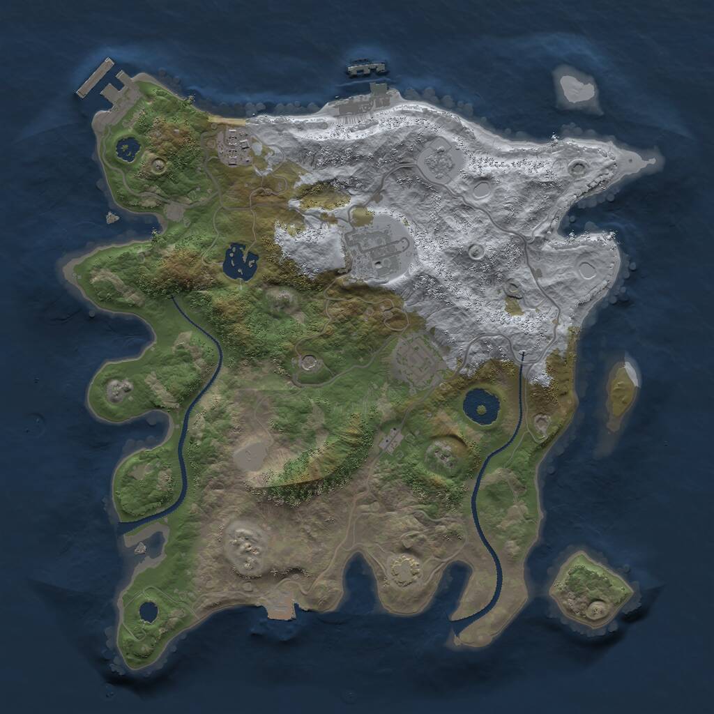 Rust Map: Procedural Map, Size: 3000, Seed: 9861, 10 Monuments