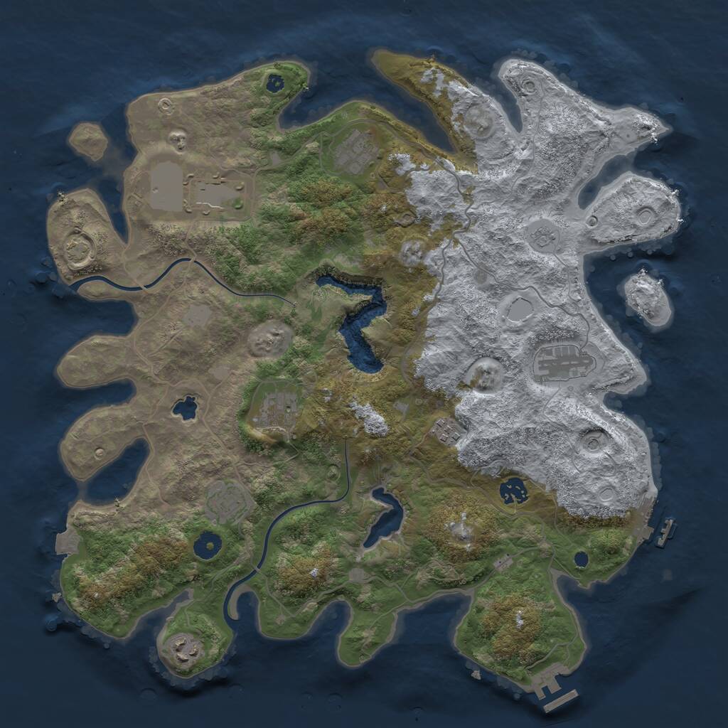 Rust Map: Procedural Map, Size: 4000, Seed: 2105914293, 14 Monuments