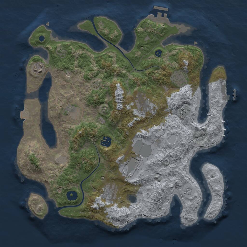 Rust Map: Procedural Map, Size: 3500, Seed: 122681436, 14 Monuments