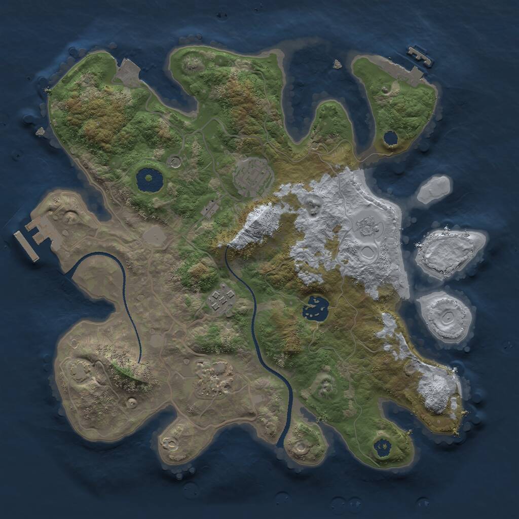 Rust Map: Procedural Map, Size: 3000, Seed: 776089935, 10 Monuments