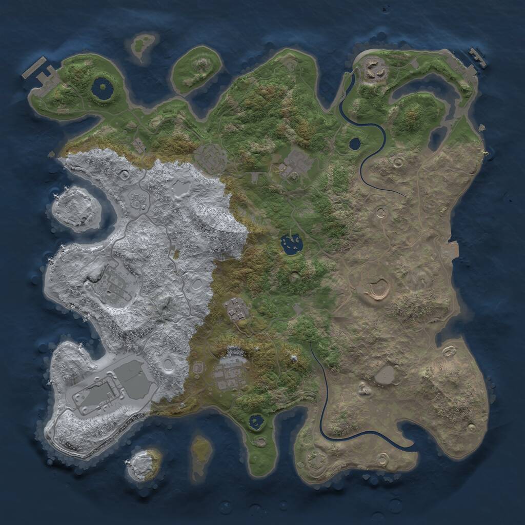 Rust Map: Procedural Map, Size: 3650, Seed: 53049781, 15 Monuments