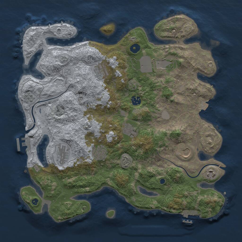 Rust Map: Procedural Map, Size: 3800, Seed: 479013557, 15 Monuments