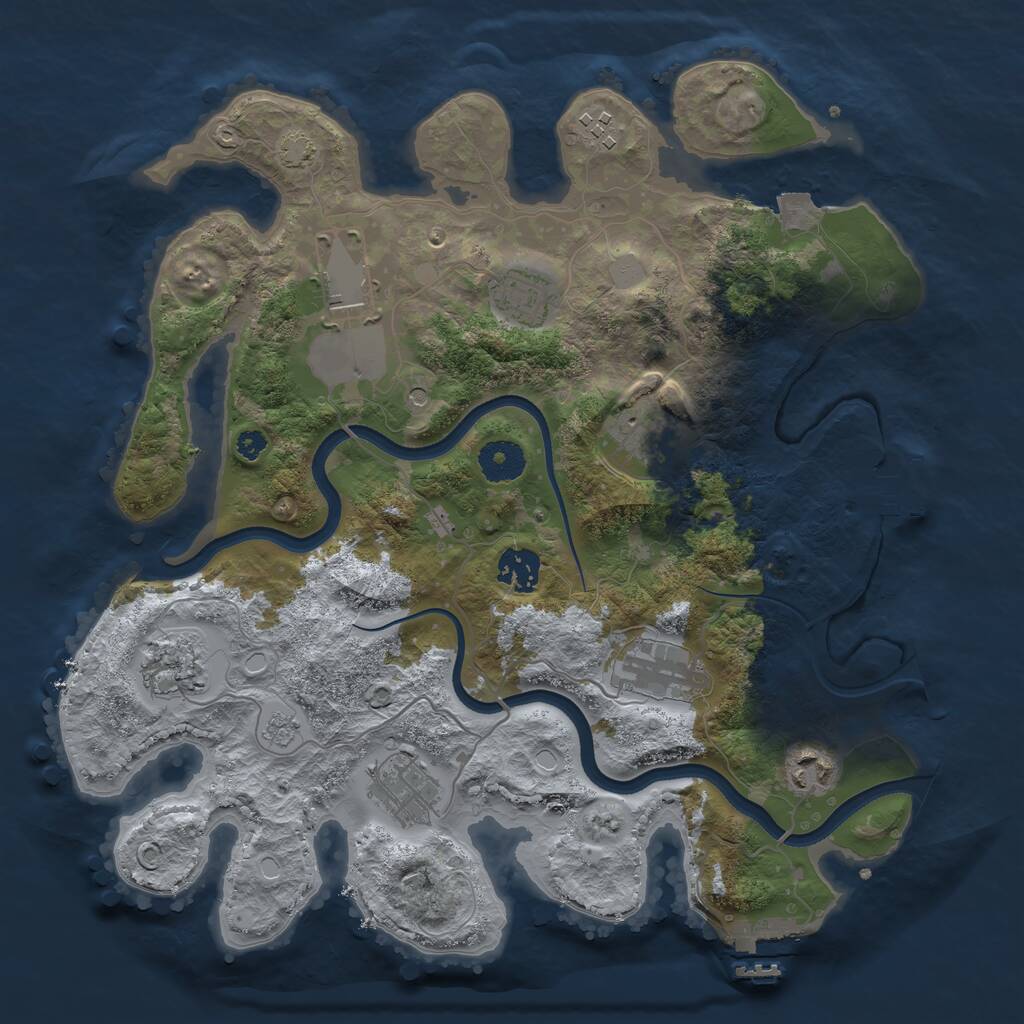 Rust Map: Procedural Map, Size: 3500, Seed: 198684629, 15 Monuments