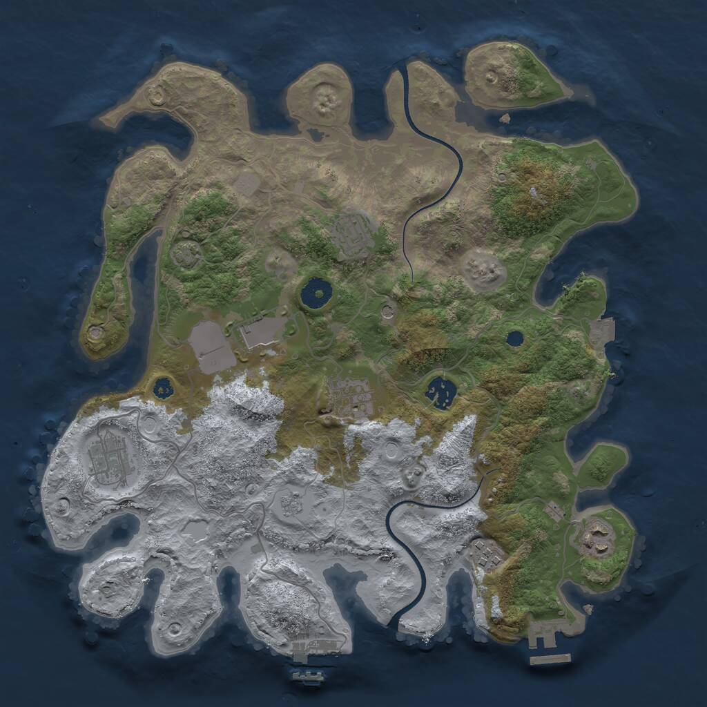 Rust Map: Procedural Map, Size: 3500, Seed: 198684629, 13 Monuments