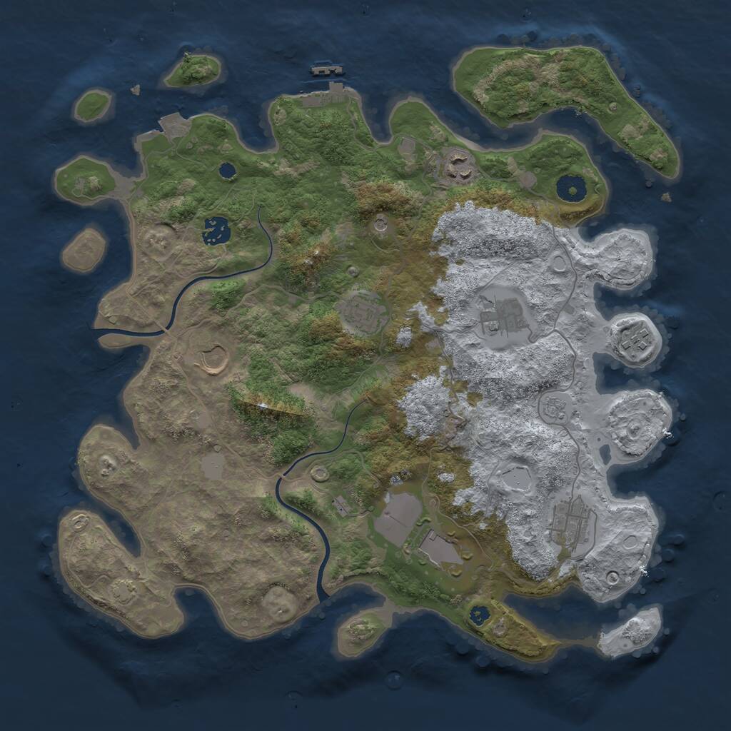 Rust Map: Procedural Map, Size: 3750, Seed: 1682857187, 13 Monuments