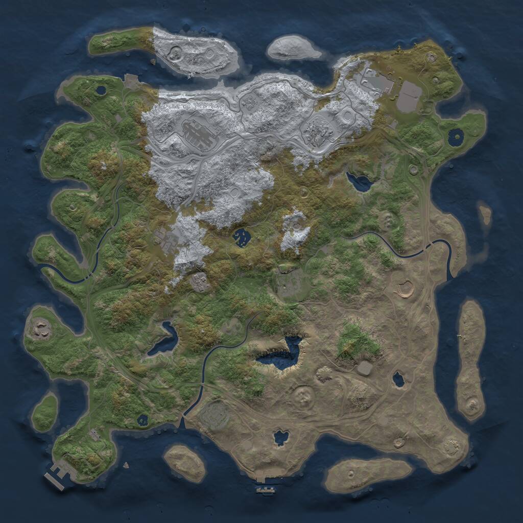 Rust Map: Procedural Map, Size: 4500, Seed: 142608175, 16 Monuments