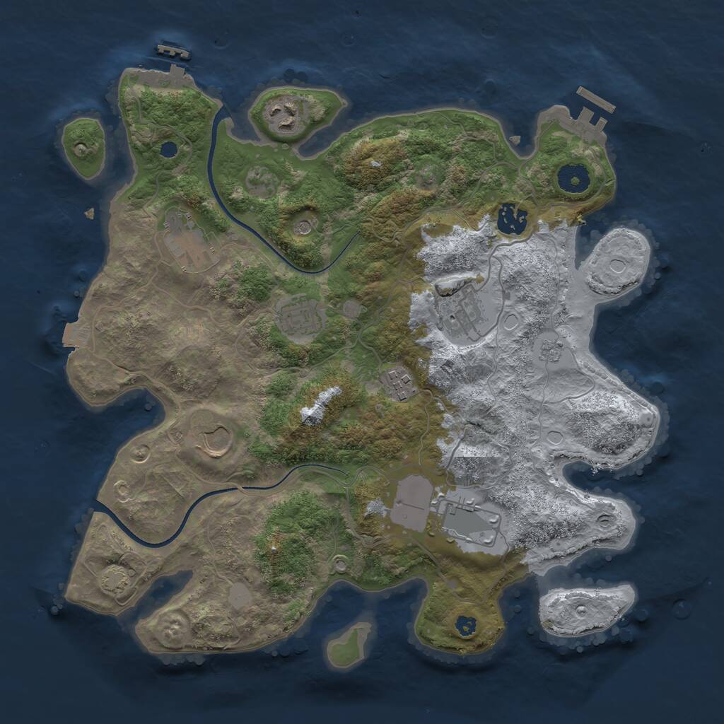 Rust Map: Procedural Map, Size: 3500, Seed: 154654, 14 Monuments