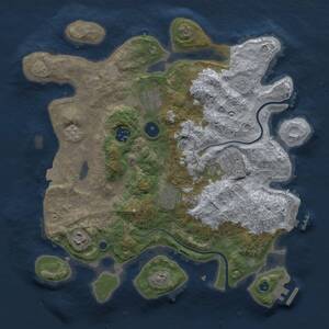 Thumbnail Rust Map: Procedural Map, Size: 3400, Seed: 2500, 12 Monuments