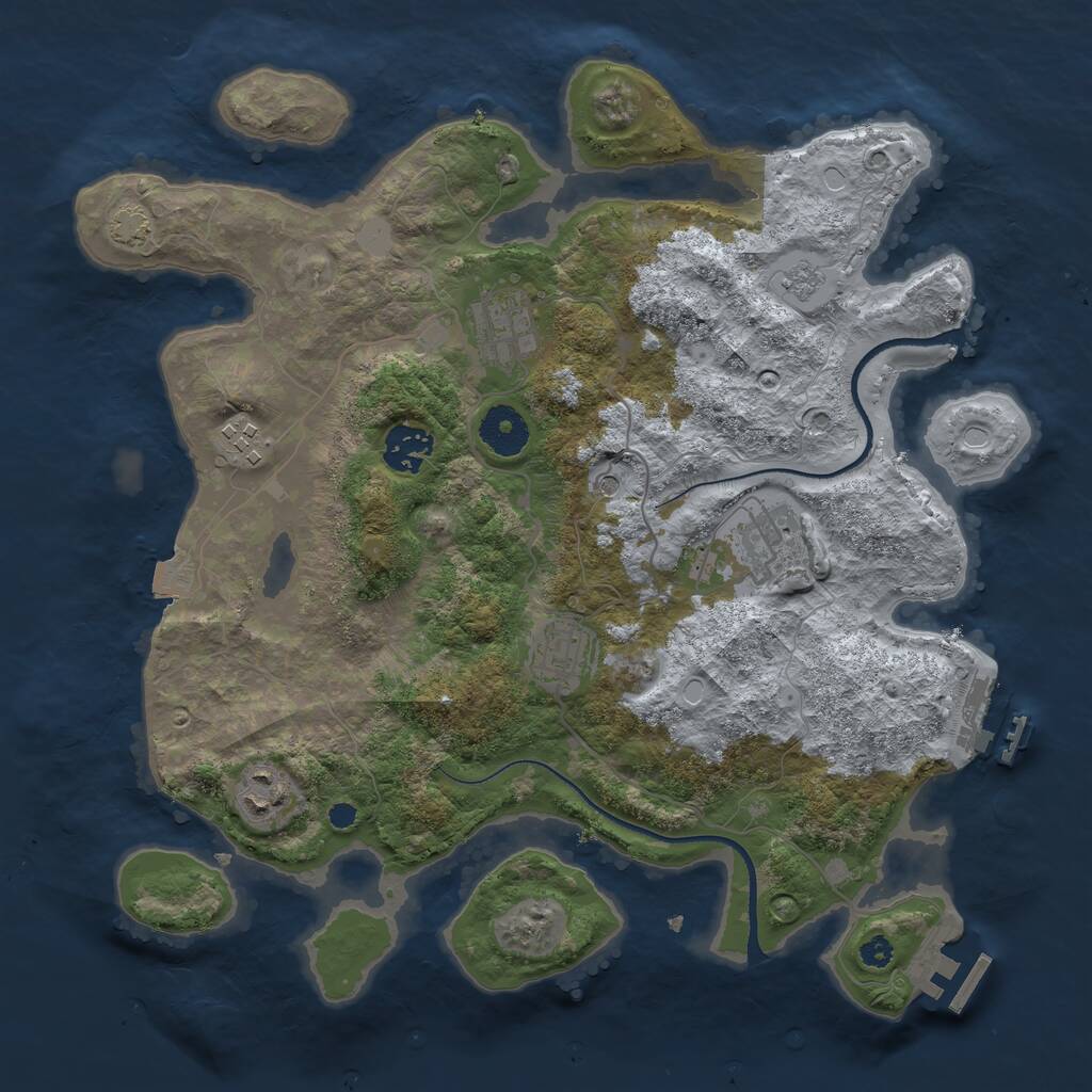 Rust Map: Procedural Map, Size: 3400, Seed: 2500, 12 Monuments