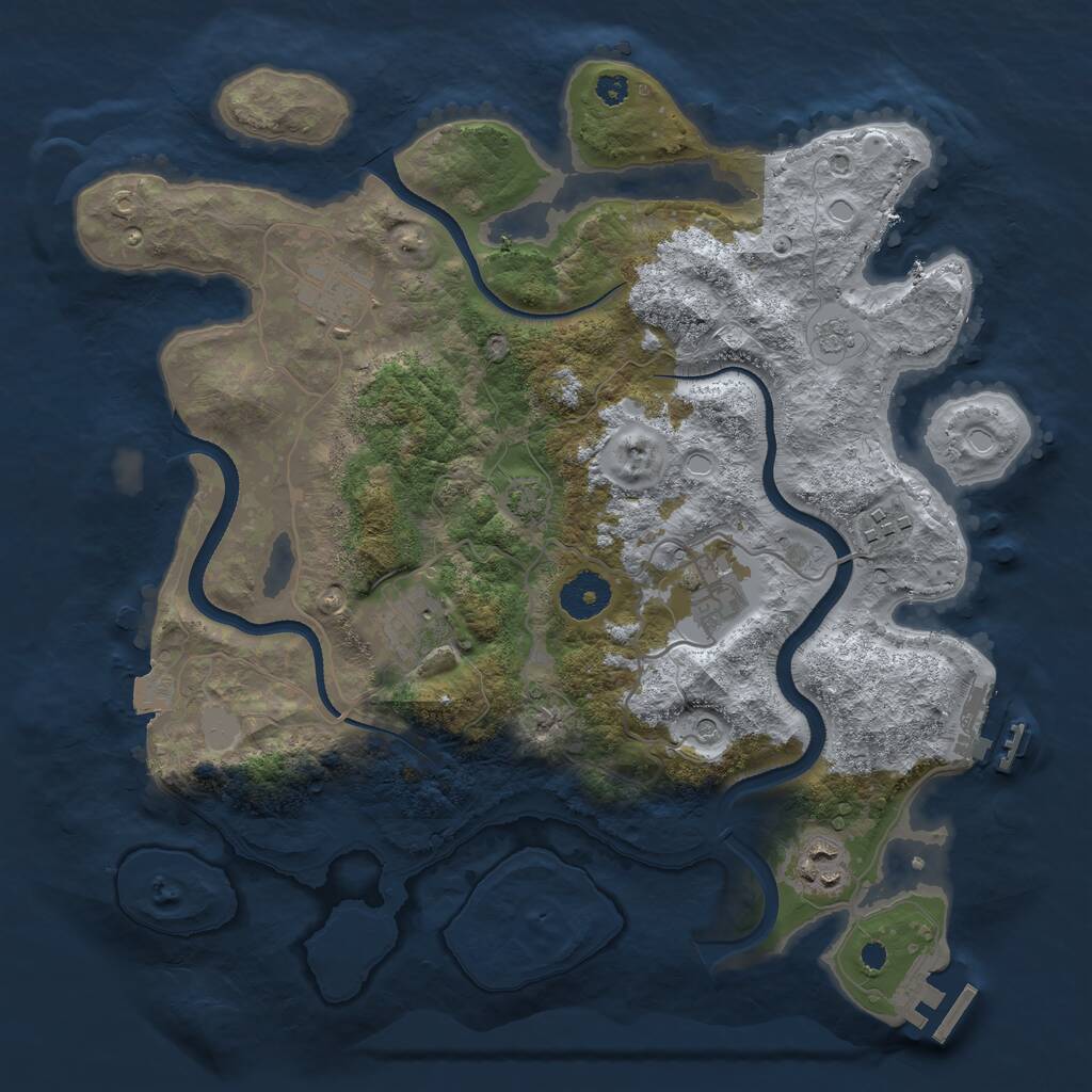 Rust Map: Procedural Map, Size: 3400, Seed: 2500, 11 Monuments