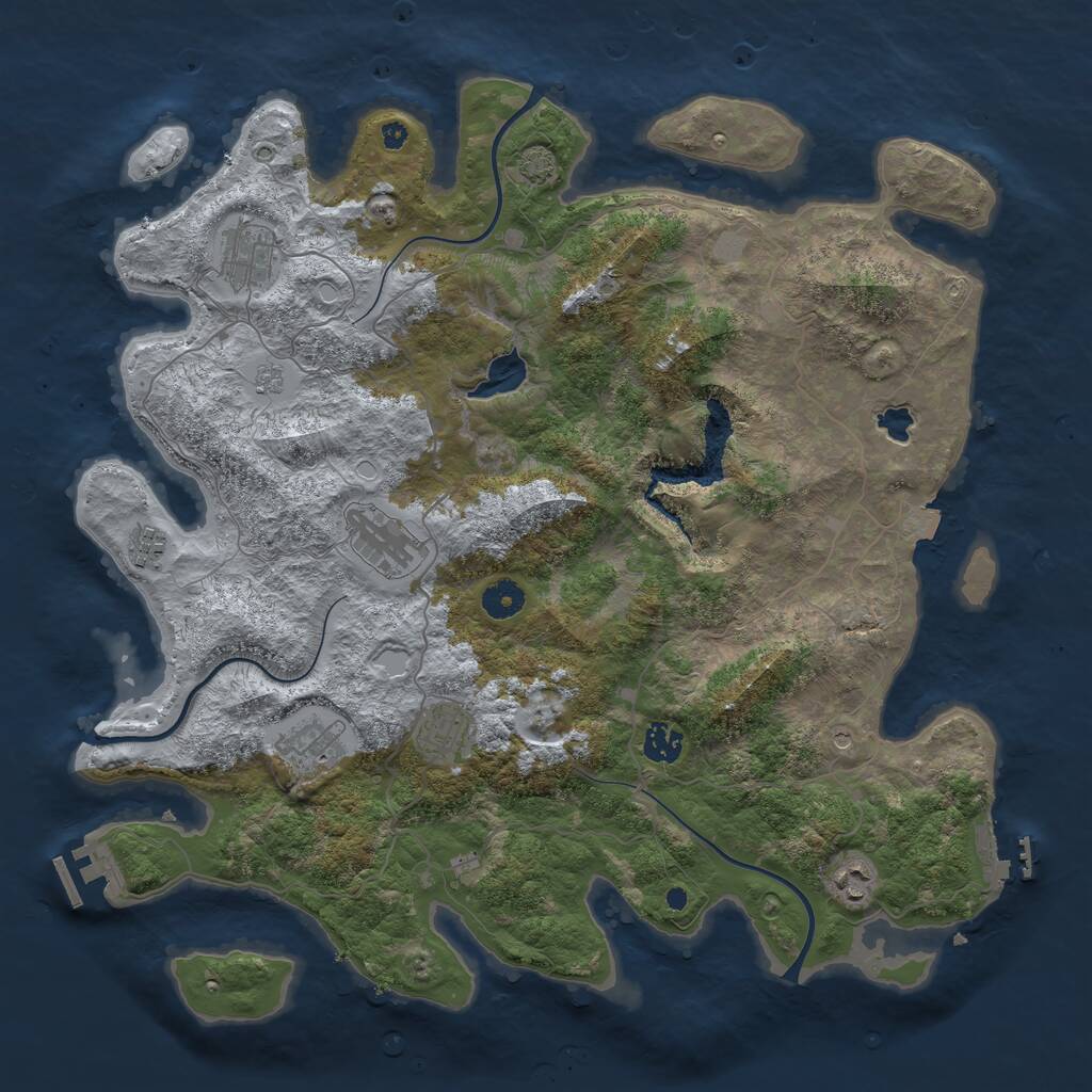 Rust Map: Procedural Map, Size: 4096, Seed: 2130014948, 13 Monuments