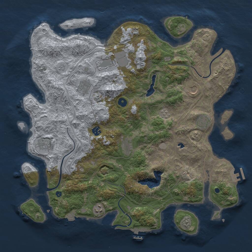 Rust Map: Procedural Map, Size: 4250, Seed: 1099340069, 15 Monuments