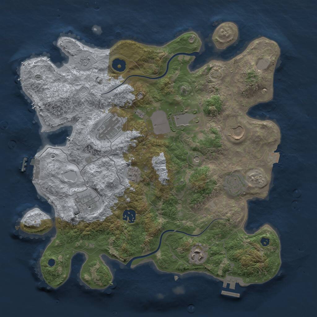 Rust Map: Procedural Map, Size: 3500, Seed: 555554, 14 Monuments