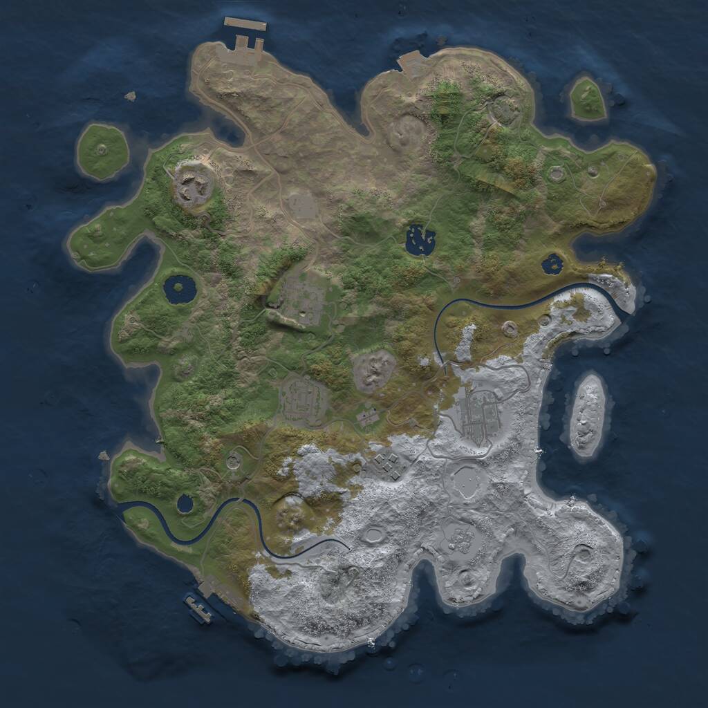 Rust Map: Procedural Map, Size: 3400, Seed: 767436, 12 Monuments