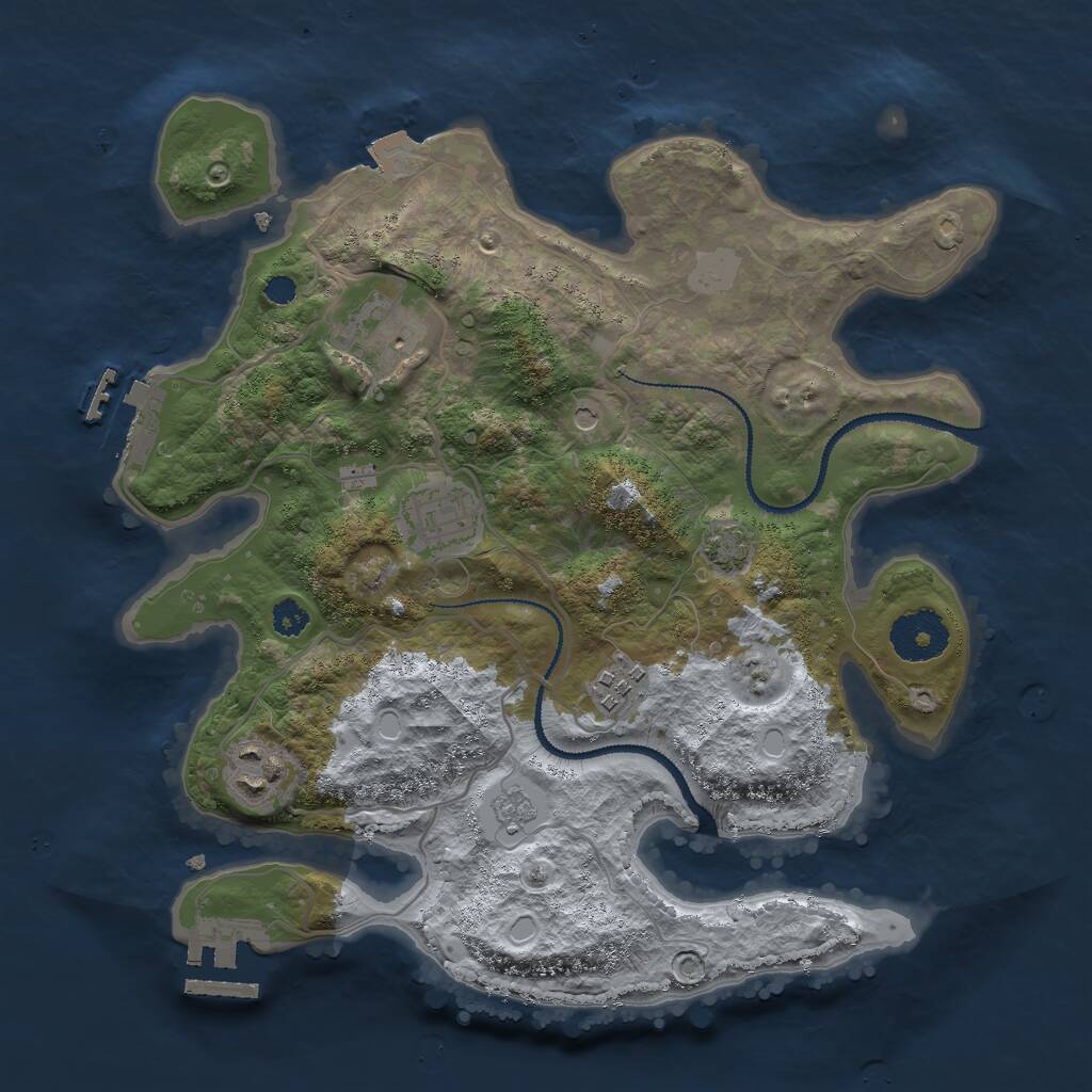 Rust Map: Procedural Map, Size: 3000, Seed: 2112581166, 10 Monuments