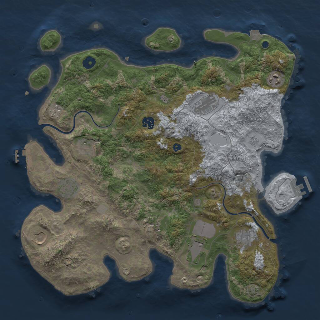 Rust Map: Procedural Map, Size: 3850, Seed: 290604028, 16 Monuments