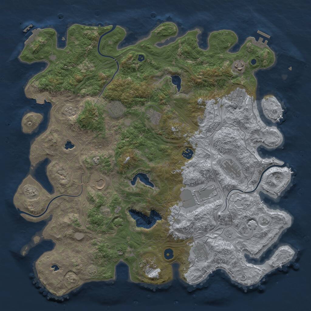 Rust Map: Procedural Map, Size: 4500, Seed: 1785270077, 17 Monuments