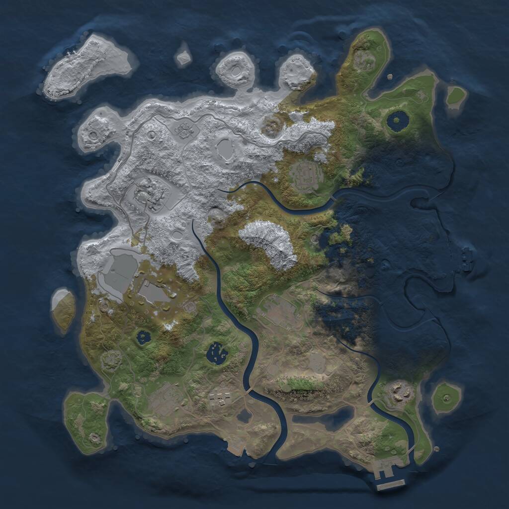 Rust Map: Procedural Map, Size: 3650, Seed: 27918087, 14 Monuments