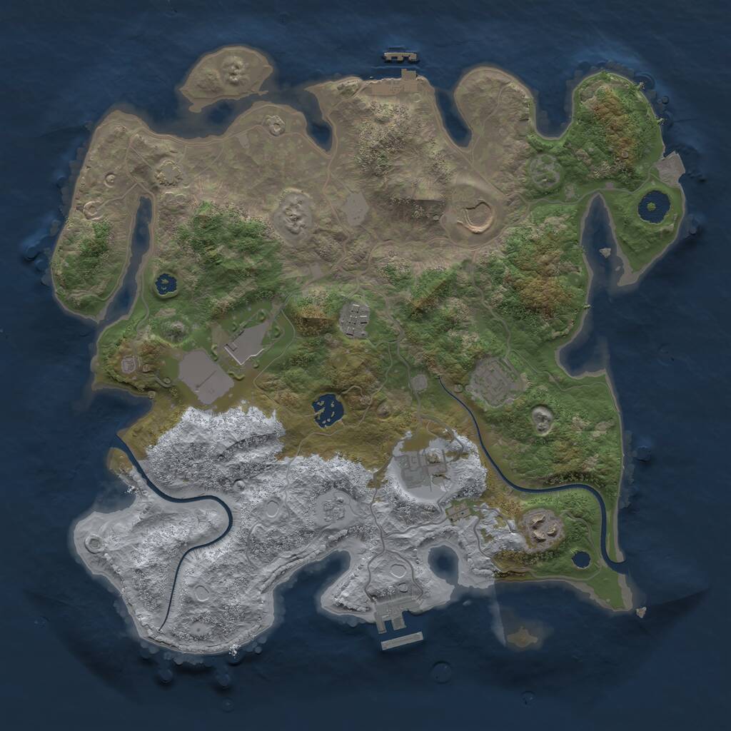 Rust Map: Procedural Map, Size: 3500, Seed: 962873944, 12 Monuments