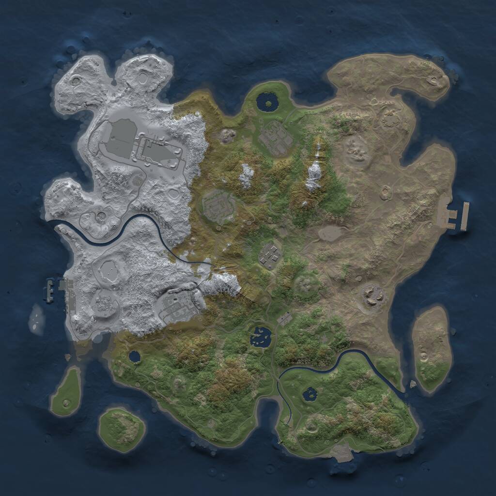 Rust Map: Procedural Map, Size: 3500, Seed: 6844889, 13 Monuments