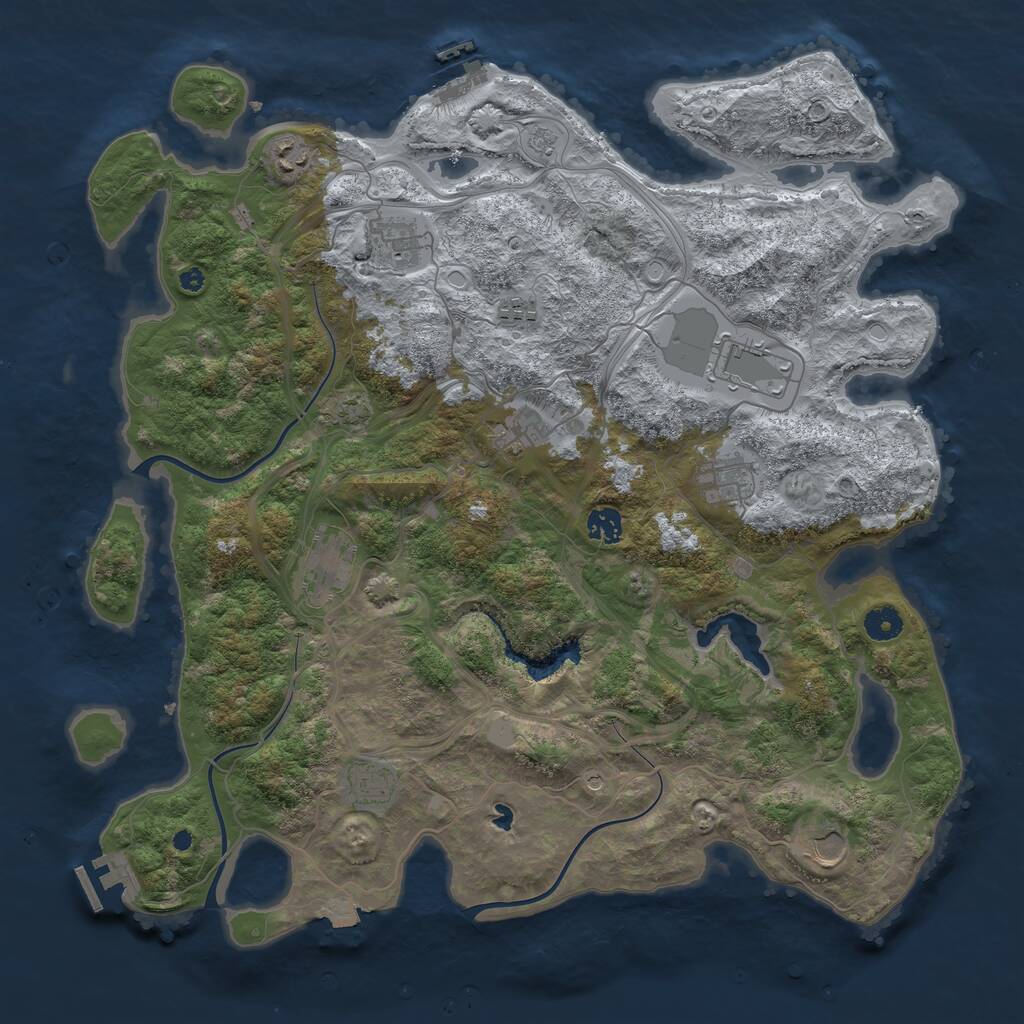 Rust Map: Procedural Map, Size: 4250, Seed: 1238302641, 16 Monuments