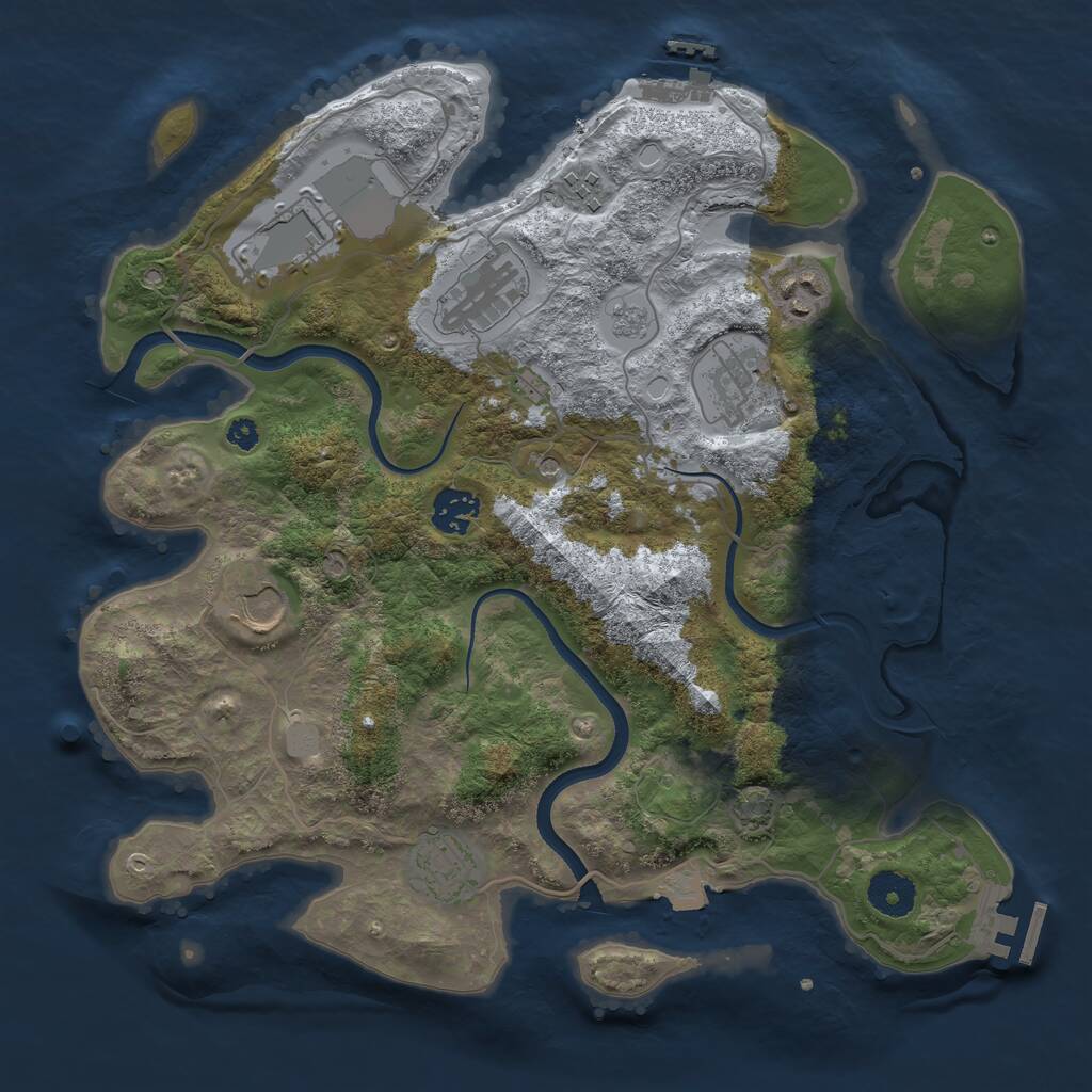 Rust Map: Procedural Map, Size: 3500, Seed: 430561705, 14 Monuments