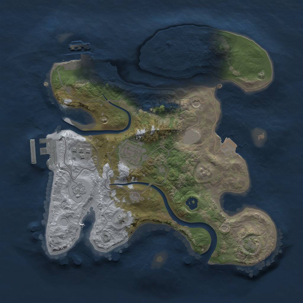 Rust Map: Procedural Map, Size: 2500, Seed: 718026905, 8 Monuments