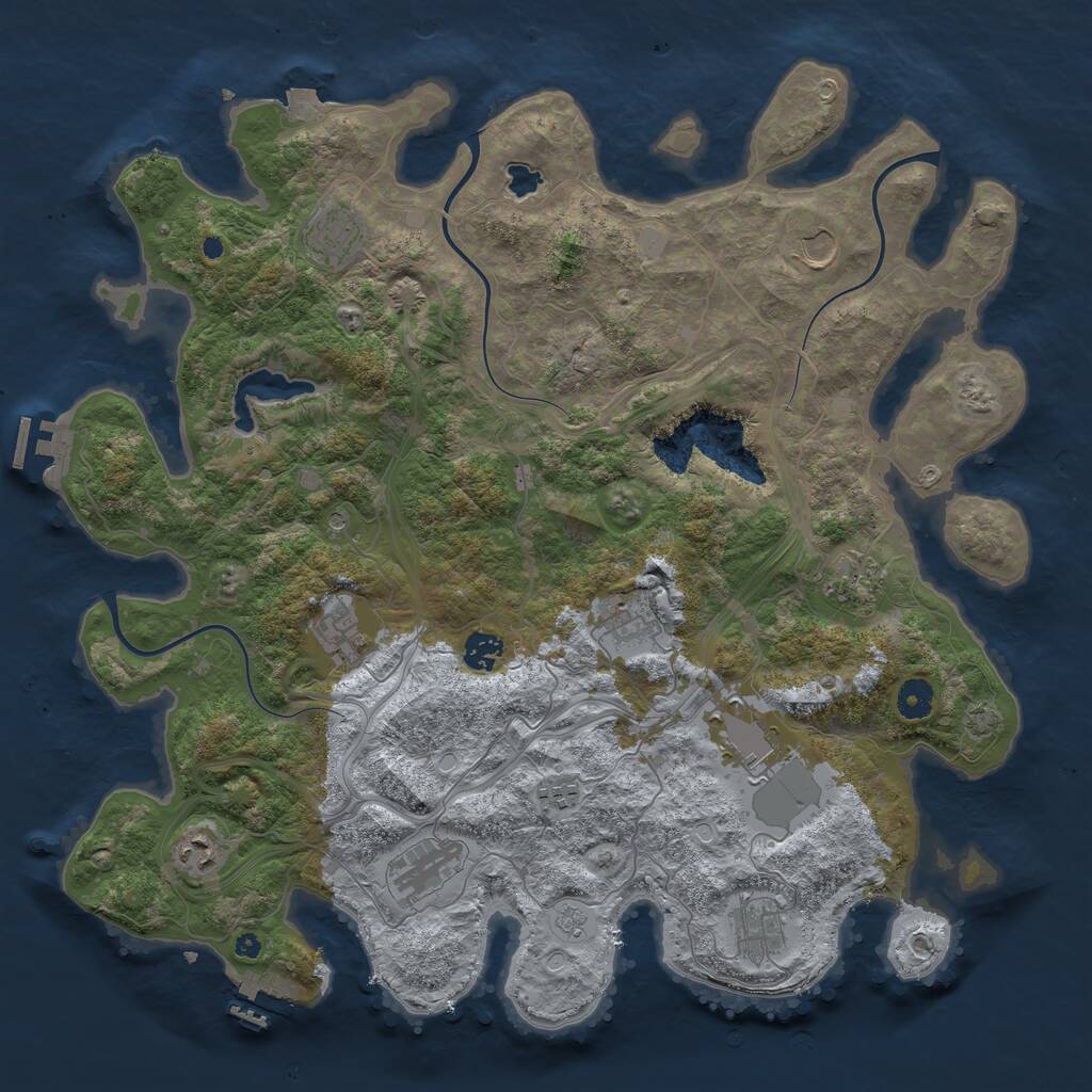 Rust Map: Procedural Map, Size: 4250, Seed: 1255395076, 17 Monuments