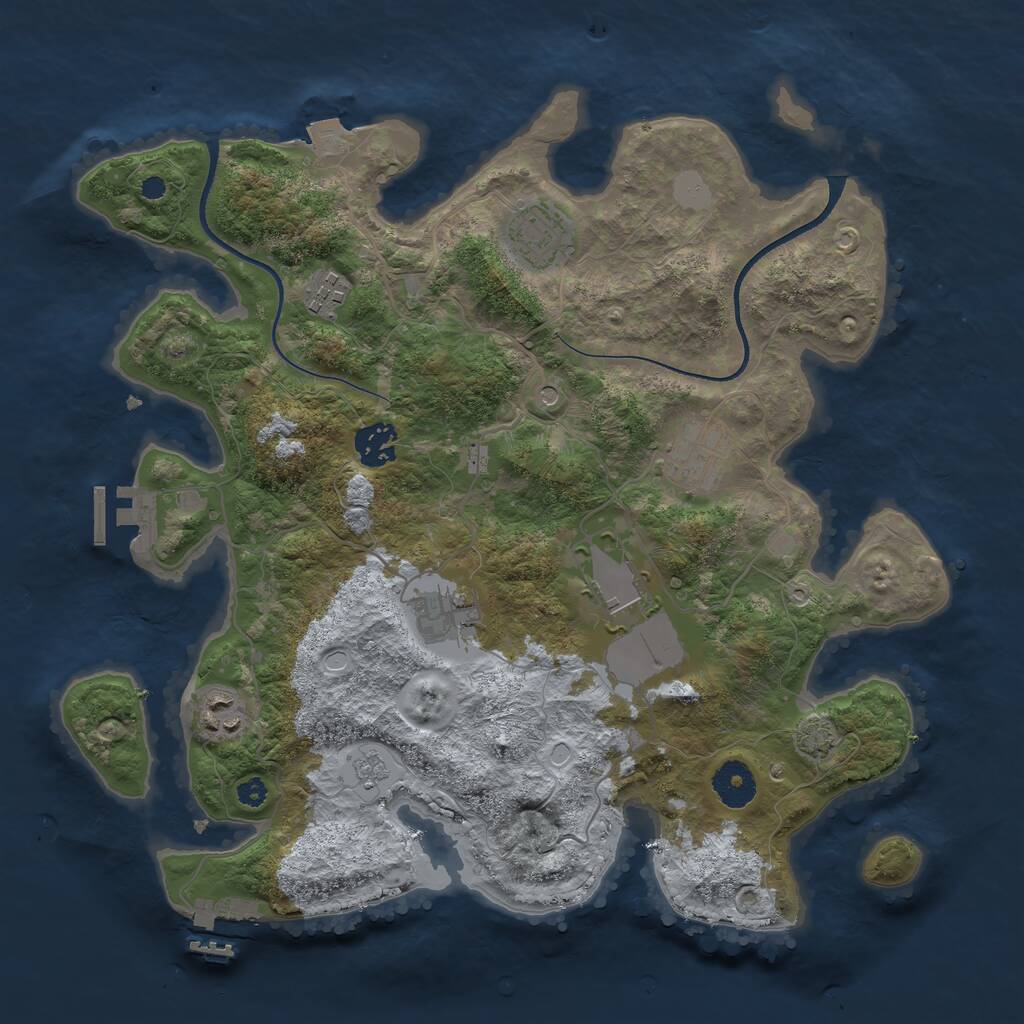 Rust Map: Procedural Map, Size: 3500, Seed: 1995189590, 13 Monuments