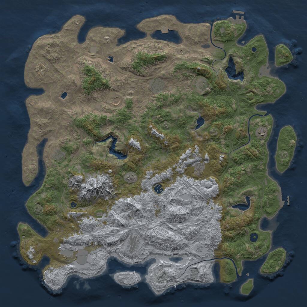 Rust Map: Procedural Map, Size: 5250, Seed: 1292040501, 17 Monuments