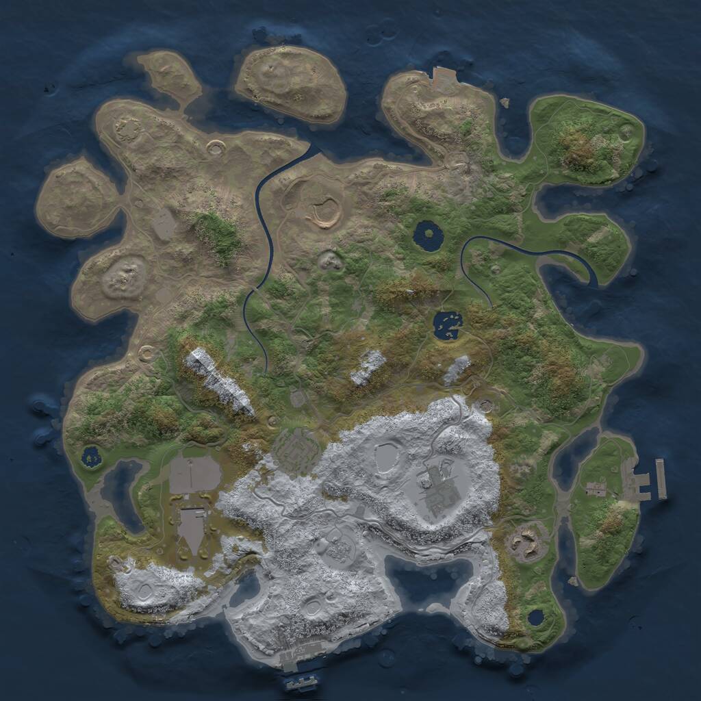 Rust Map: Procedural Map, Size: 3500, Seed: 2135657657, 12 Monuments