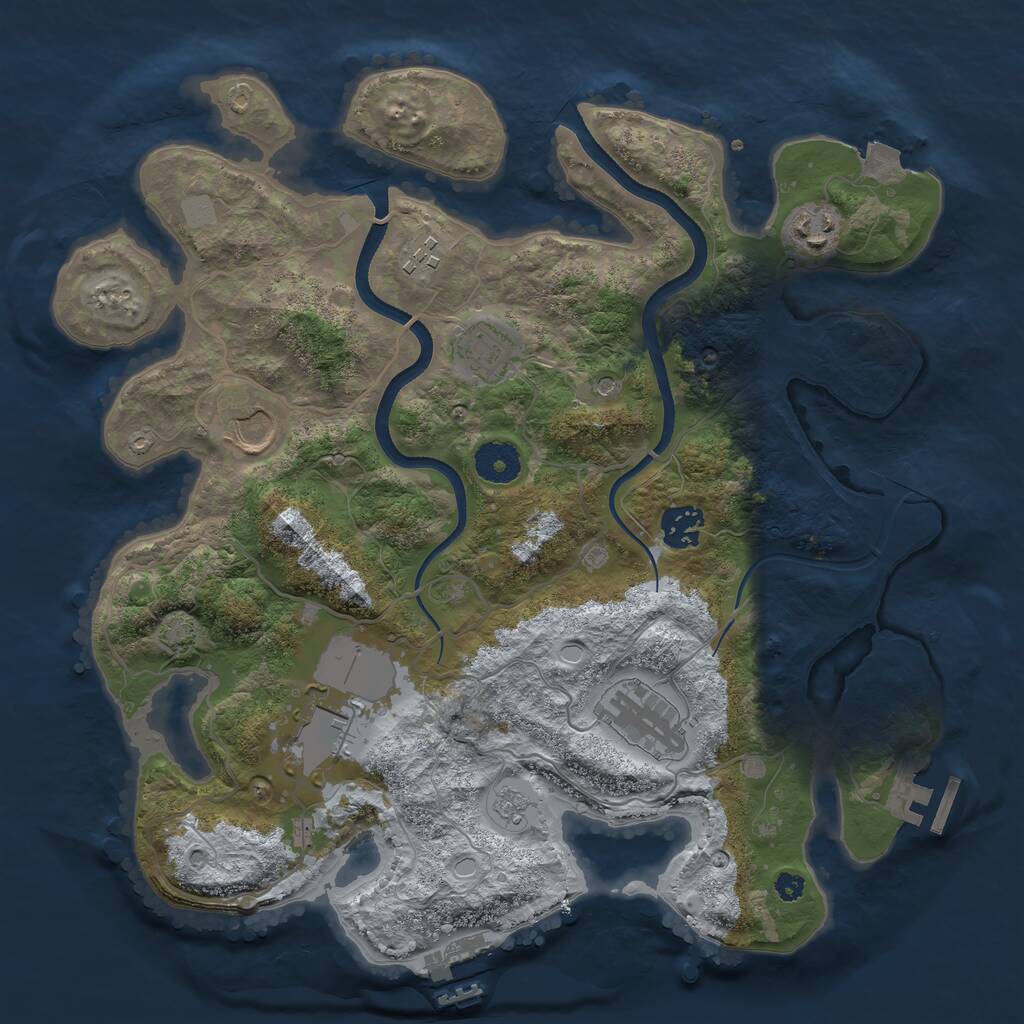 Rust Map: Procedural Map, Size: 3500, Seed: 2135657657, 13 Monuments