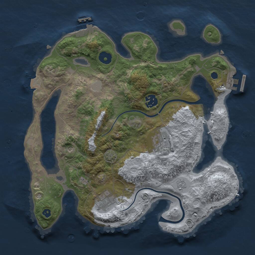 Rust Map: Procedural Map, Size: 3000, Seed: 30500, 9 Monuments