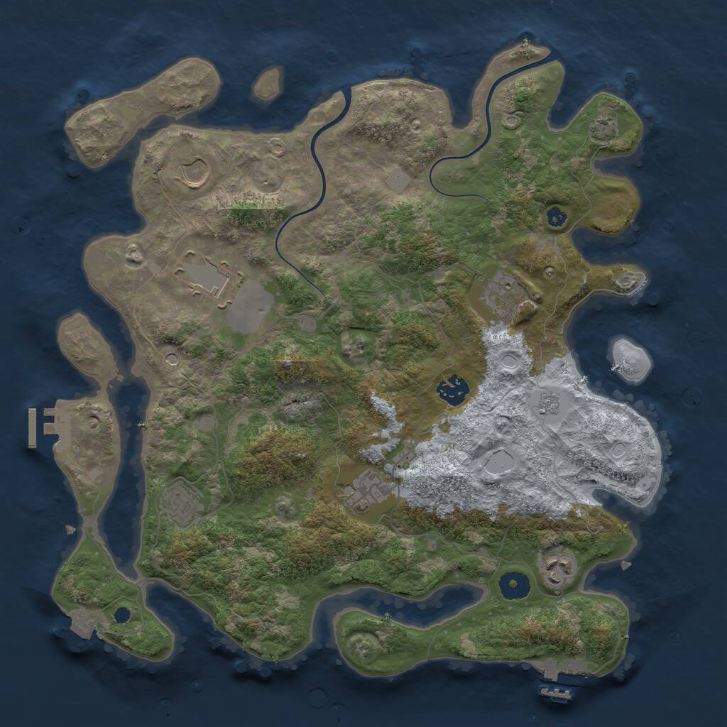 Rust Map: Procedural Map, Size: 3700, Seed: 187245653, 13 Monuments