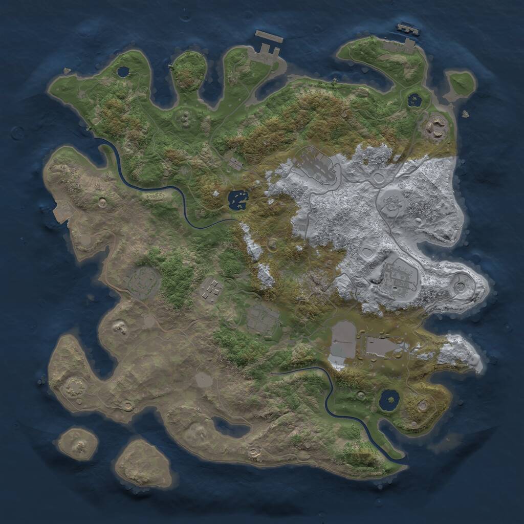 Rust Map: Procedural Map, Size: 3750, Seed: 2111304171, 14 Monuments