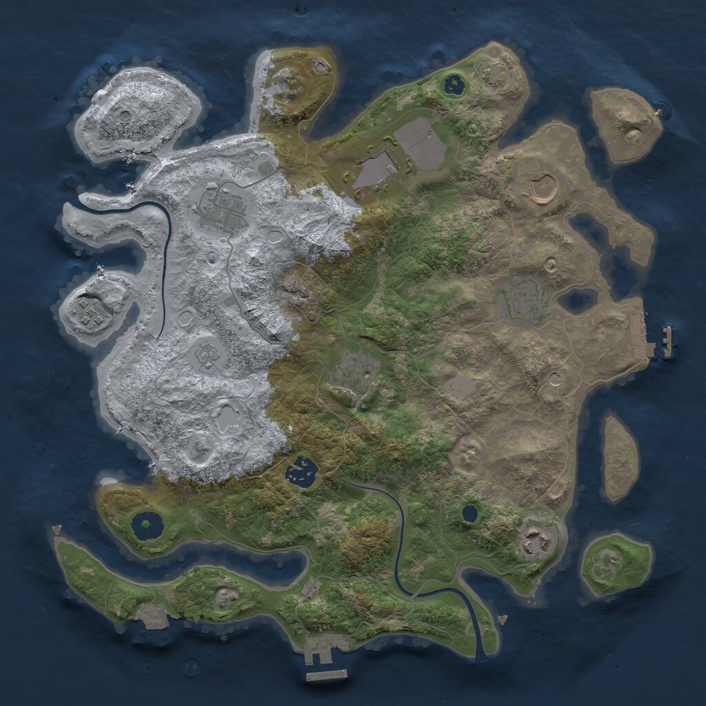 Rust Map: Procedural Map, Size: 3500, Seed: 640462803, 14 Monuments