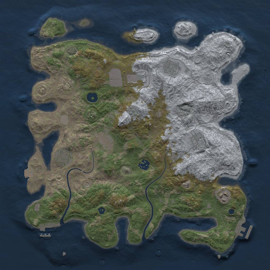 Rust Map: Procedural Map, Size: 3850, Seed: 1838812527, 15 Monuments