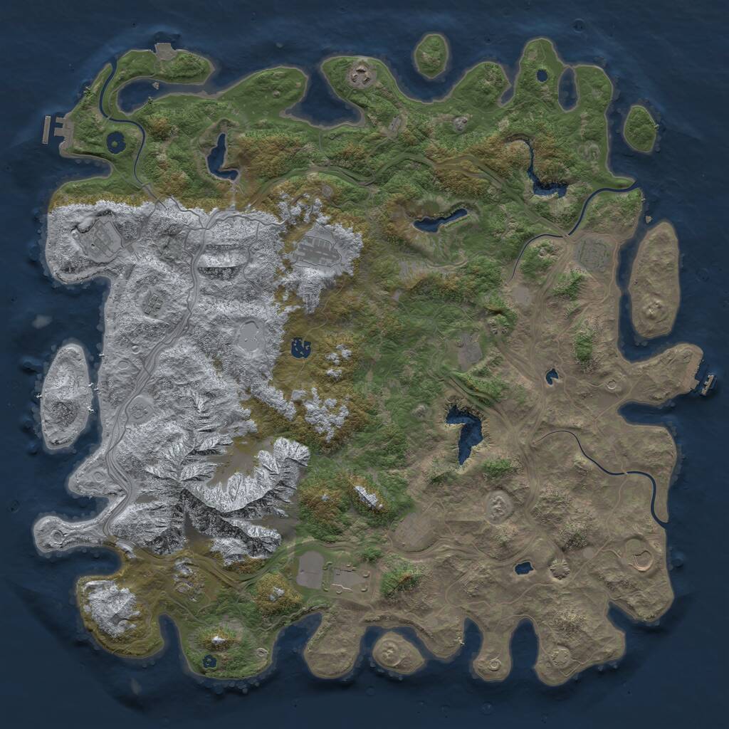 Rust Map: Procedural Map, Size: 5250, Seed: 533010419, 17 Monuments