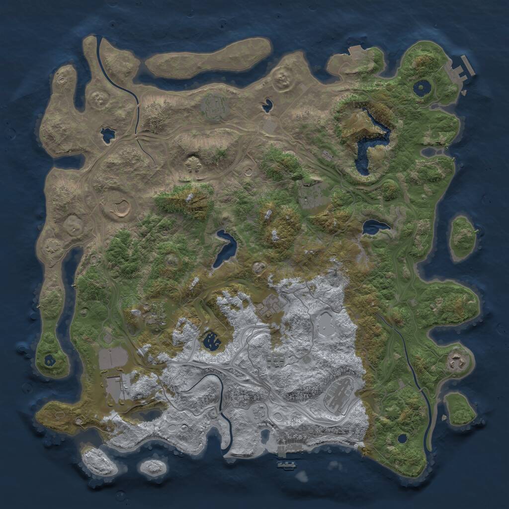 Rust Map: Procedural Map, Size: 4500, Seed: 1349872958, 16 Monuments