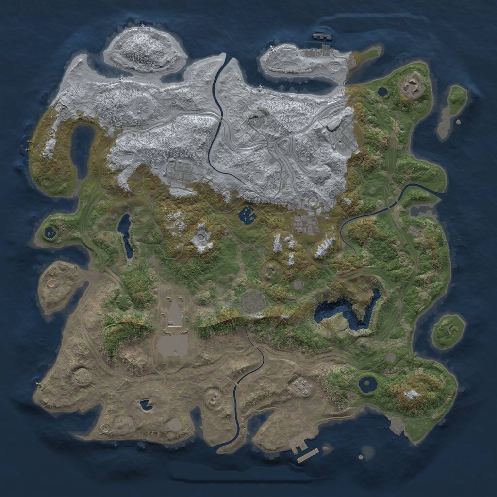 Rust Map: Procedural Map, Size: 4300, Seed: 955285, 14 Monuments
