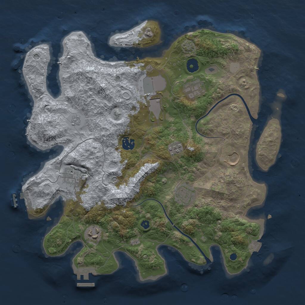 Rust Map: Procedural Map, Size: 3500, Seed: 24453250, 14 Monuments