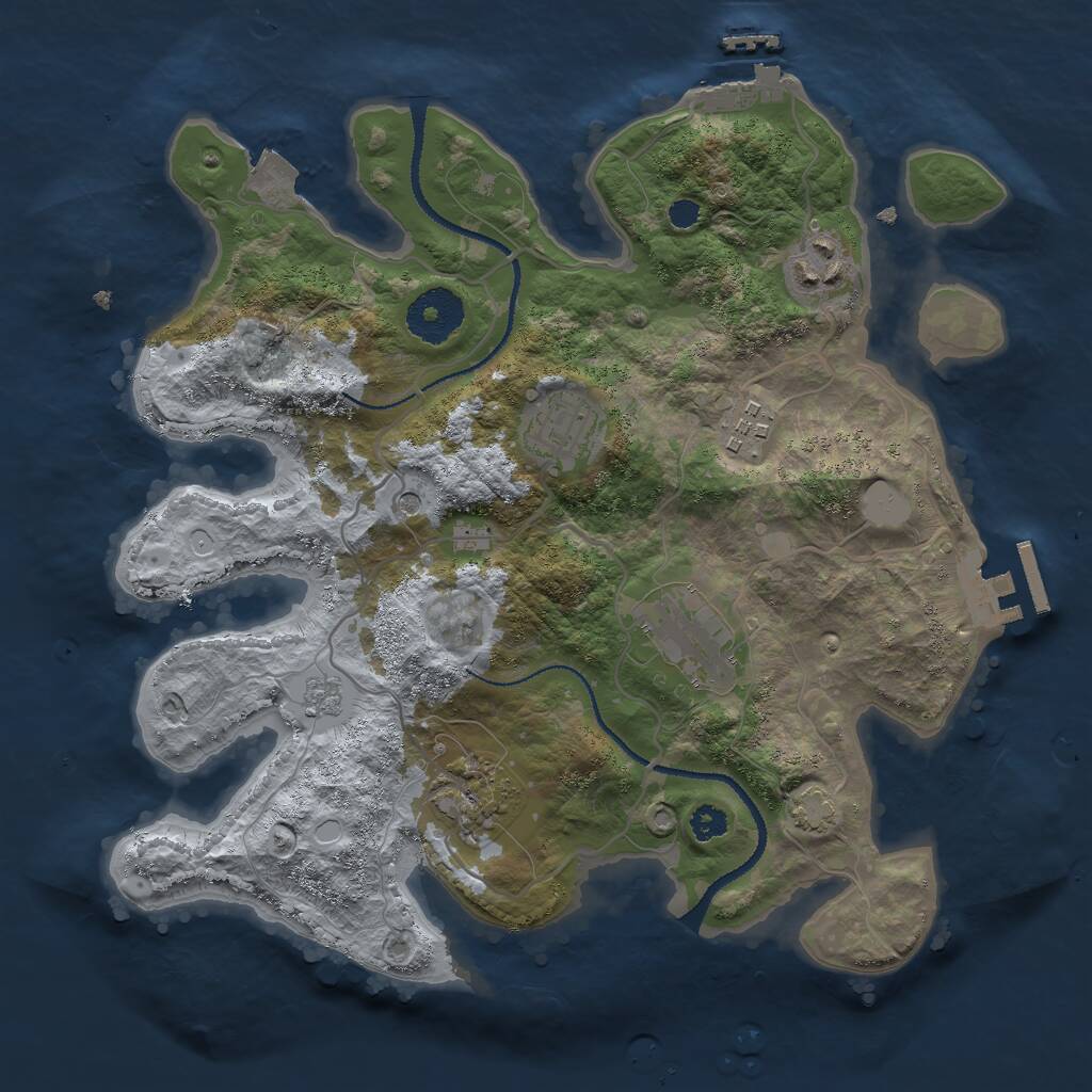 Rust Map: Procedural Map, Size: 3000, Seed: 72945, 11 Monuments