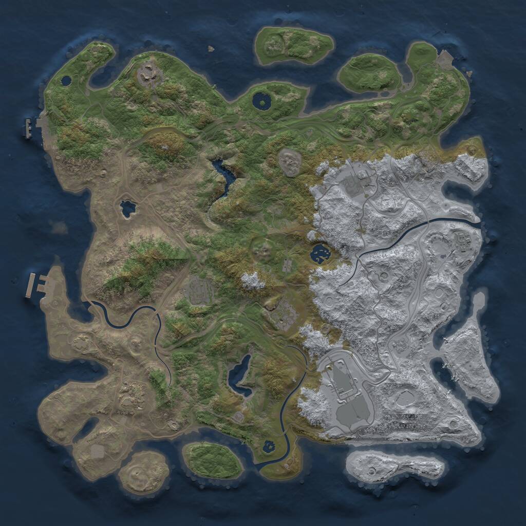 Rust Map: Procedural Map, Size: 4250, Seed: 1953950932, 14 Monuments