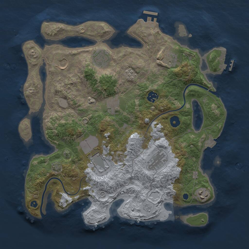 Rust Map: Procedural Map, Size: 3500, Seed: 2144070811, 15 Monuments